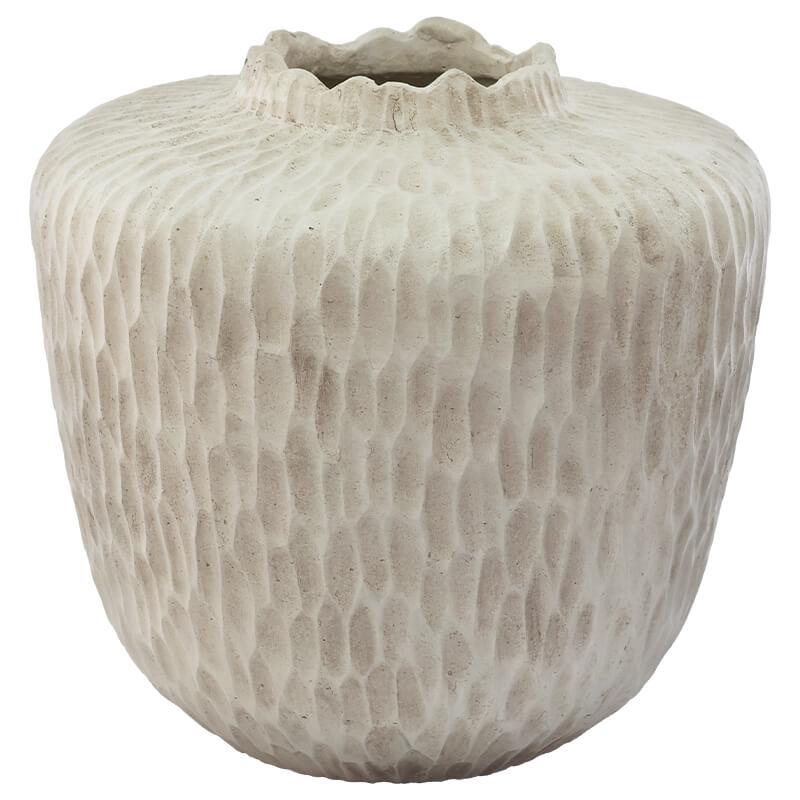 WHITE POMEGRANITE VASE 33X33CM