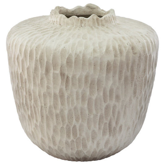 WHITE POMEGRANITE VASE 33X33CM