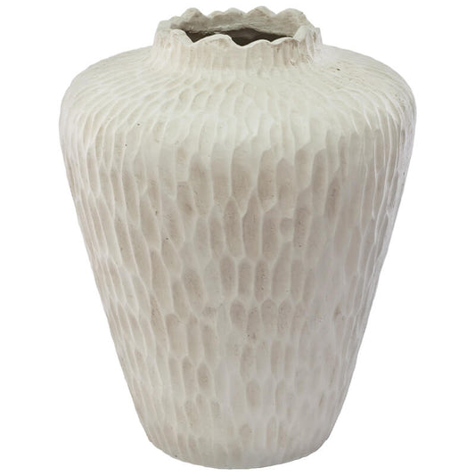 WHITE POMEGRANITE VASE 40X32CM