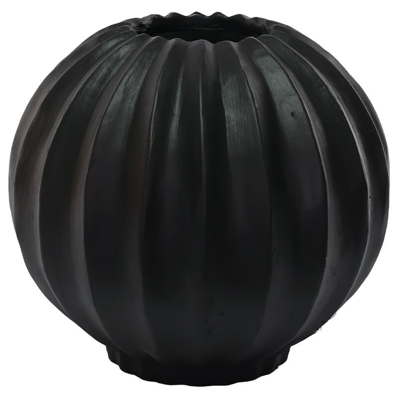 BLACK FACET BALL VASE 29X32CM