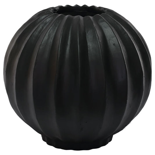 BLACK FACET BALL VASE 29X32CM