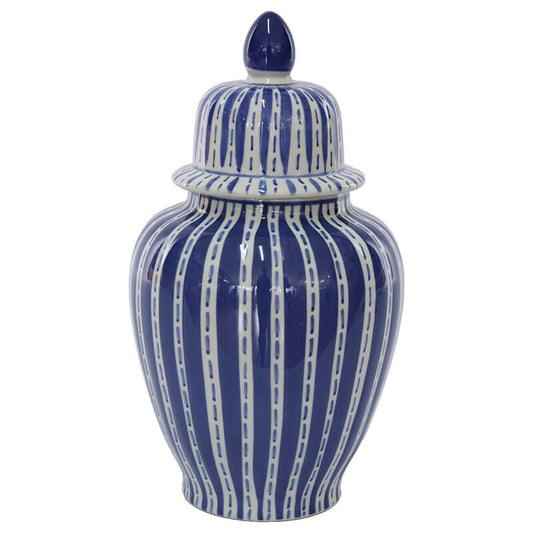 BLUE STRIPE JAR/LID 26CM
