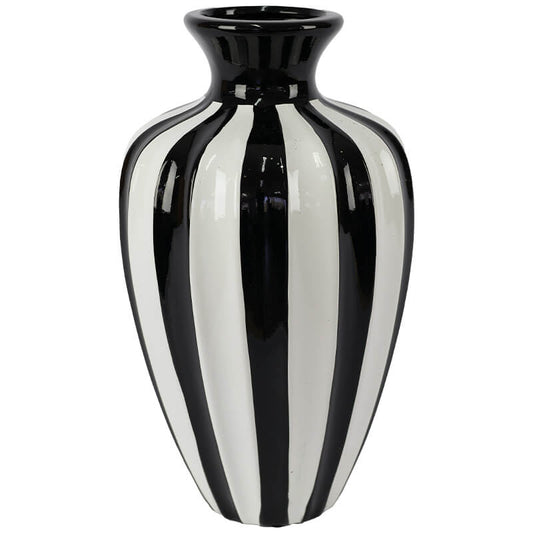 BLACK/WHITE STRIPE VASE 35CM