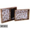 GOLD LEAVES TRAY 40X30/35X25 S/2