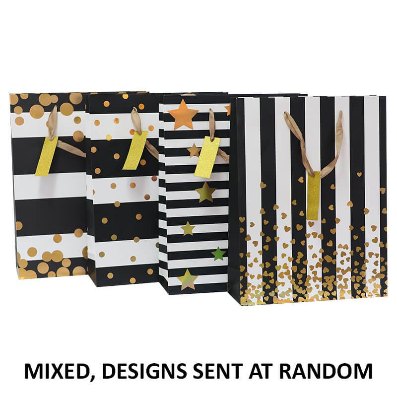BLACK/WHITE STAR GIFT BAG LRG MIX