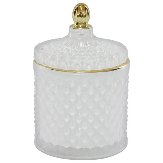 WHITE/GOLD TRINKET BOX 14X9CM