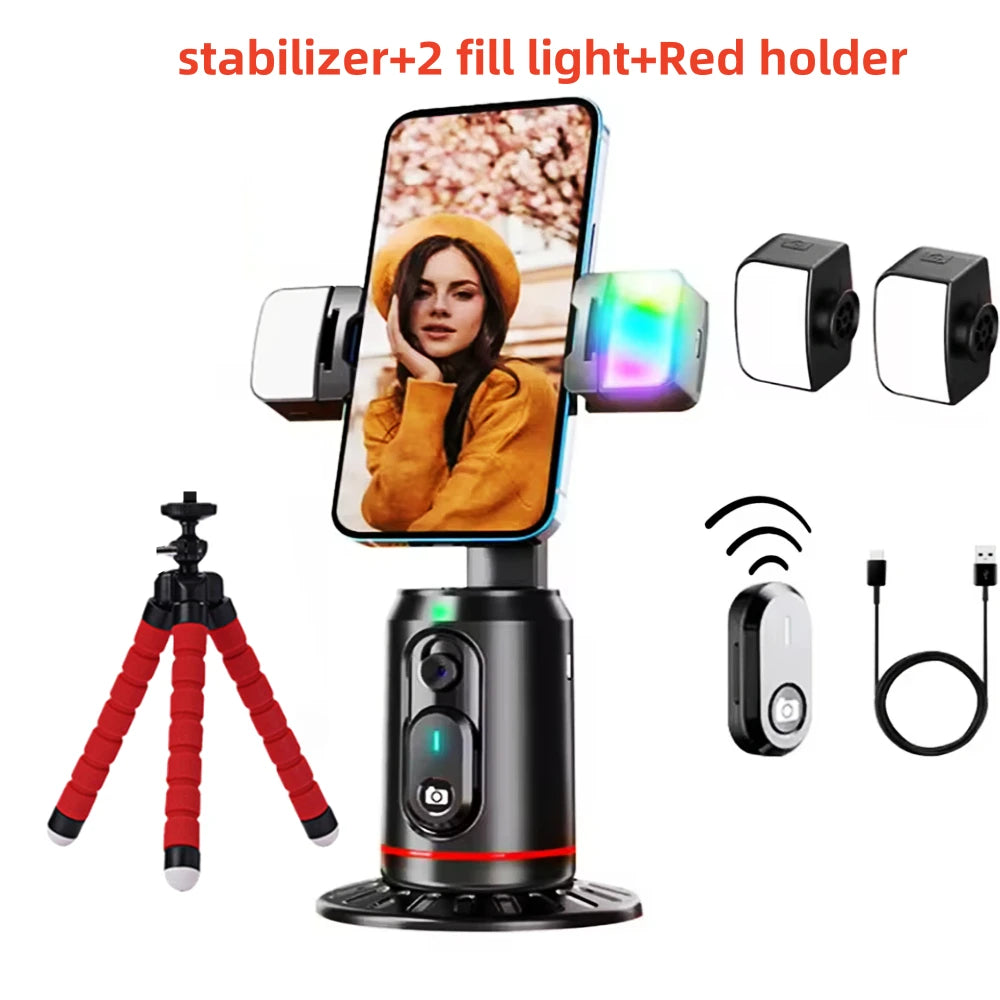 360 Rotation Follow-up Gimbal Stabilizer Monopod Desktop Tracking Gimbal with Remote for Phone Tiktok Live Photography