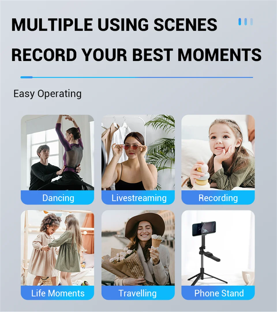 1.7-meter Wireless Selfie Stick Tripod Stand Foldable Monopod With Led Light For Smartphones Balance Steady Shooting Live