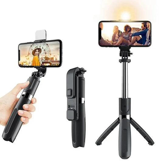 Portable Wireless Selfie Stick Tripod Stand with Light