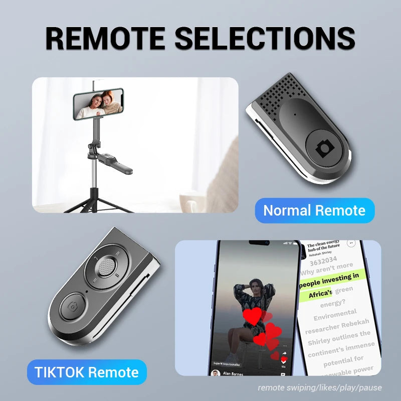 1.7-meter Wireless Selfie Stick Tripod Stand Foldable Monopod With Led Light For Smartphones Balance Steady Shooting Live