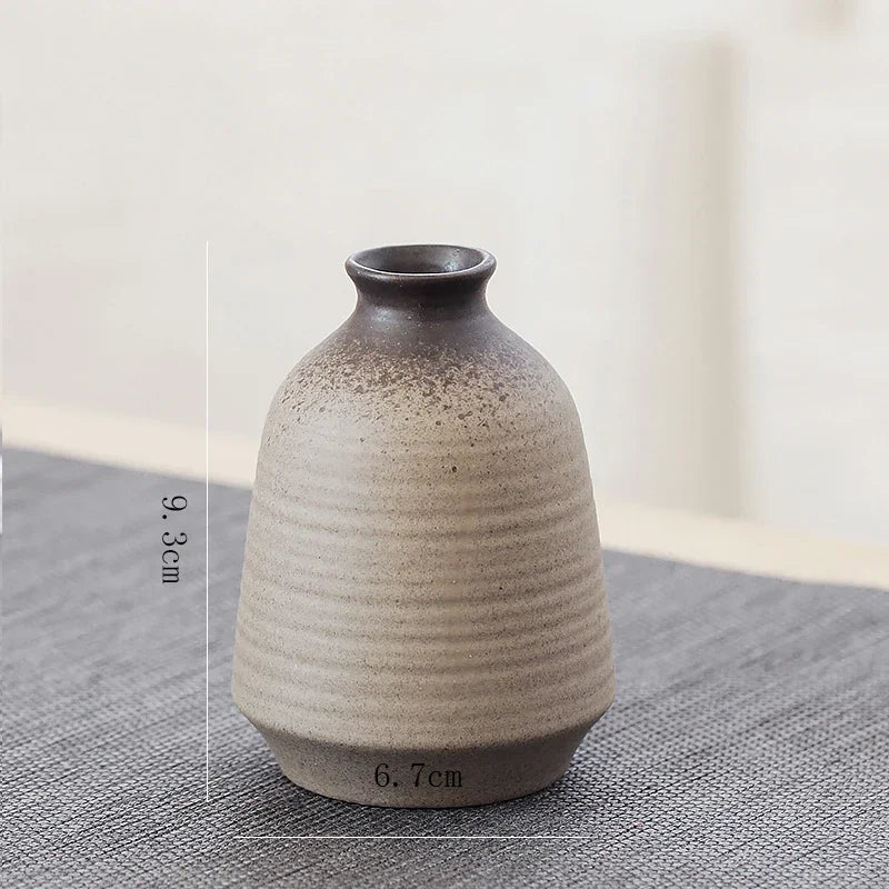 Pottery Small Vase, Retro, Ceramic, Decorative Container, Modern Home Decoration, H307