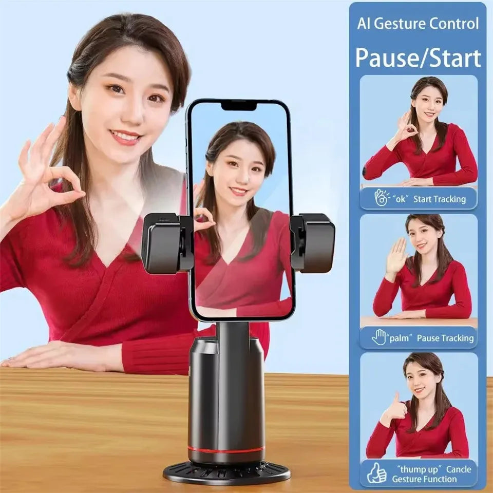 360 Rotation Follow-up Gimbal Stabilizer Monopod Desktop Tracking Gimbal with Remote for Phone Tiktok Live Photography