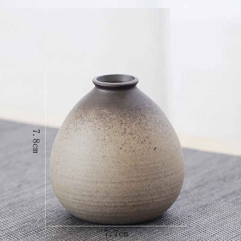 Pottery Small Vase, Retro, Ceramic, Decorative Container, Modern Home Decoration, H307