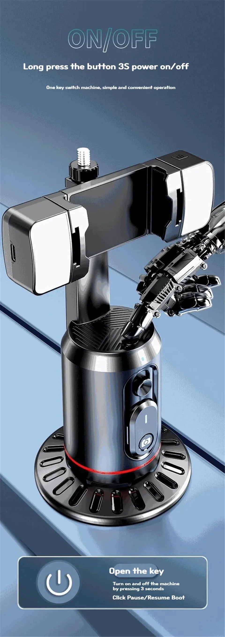 360 Rotation Follow-up Gimbal Stabilizer Monopod Desktop Tracking Gimbal with Remote for Phone Tiktok Live Photography