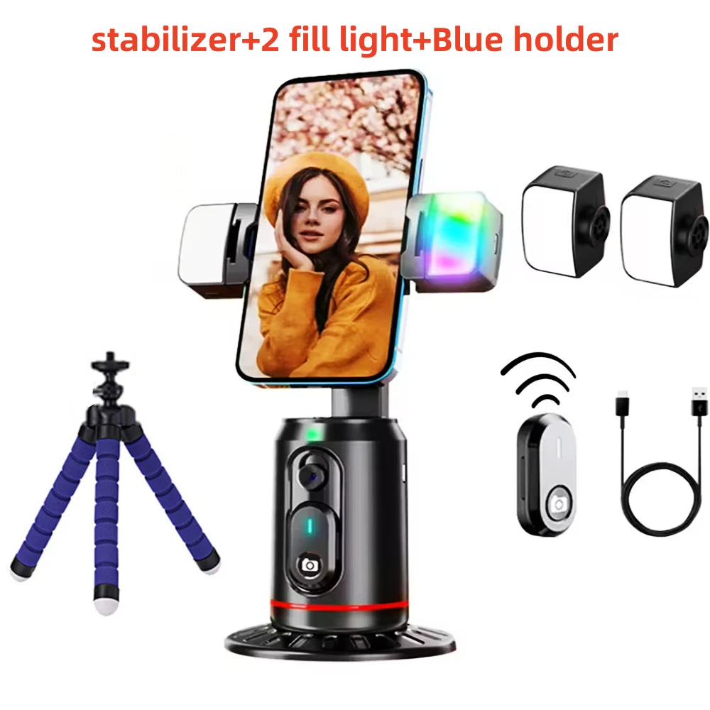 360 Rotation Follow-up Gimbal Stabilizer Monopod Desktop Tracking Gimbal with Remote for Phone Tiktok Live Photography