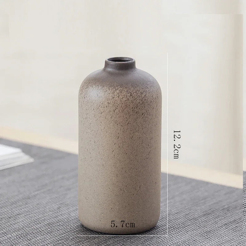 Pottery Small Vase, Retro, Ceramic, Decorative Container, Modern Home Decoration, H307