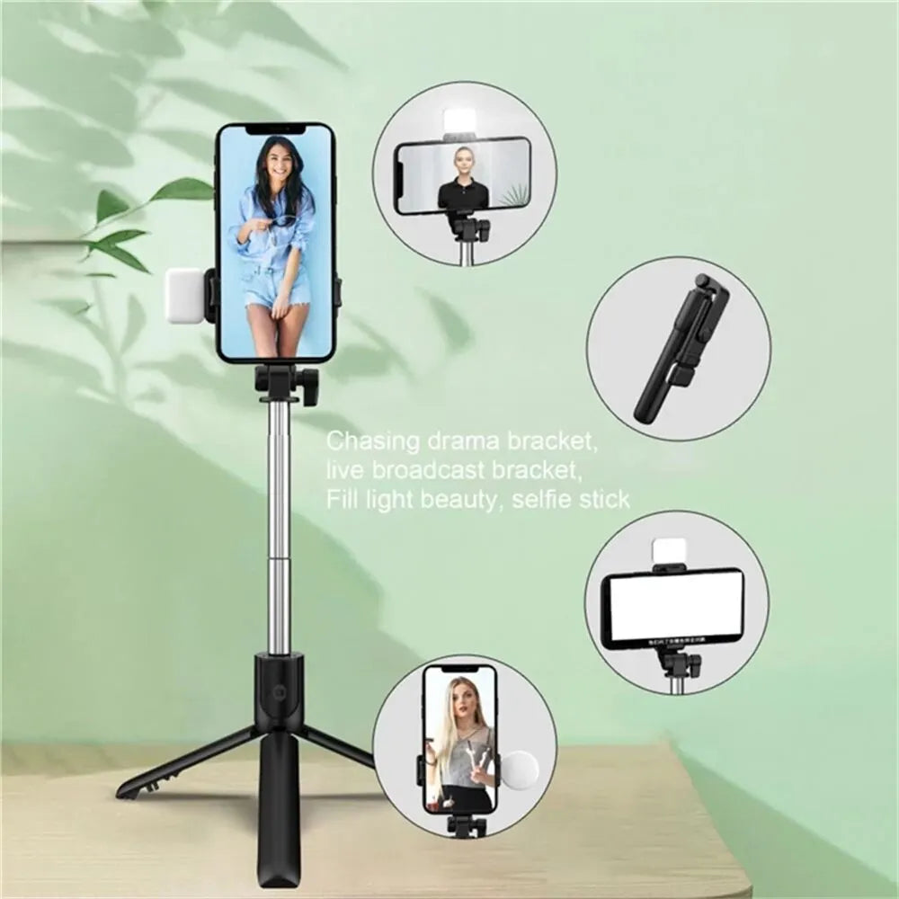 Portable Wireless Selfie Stick Tripod Stand with Light