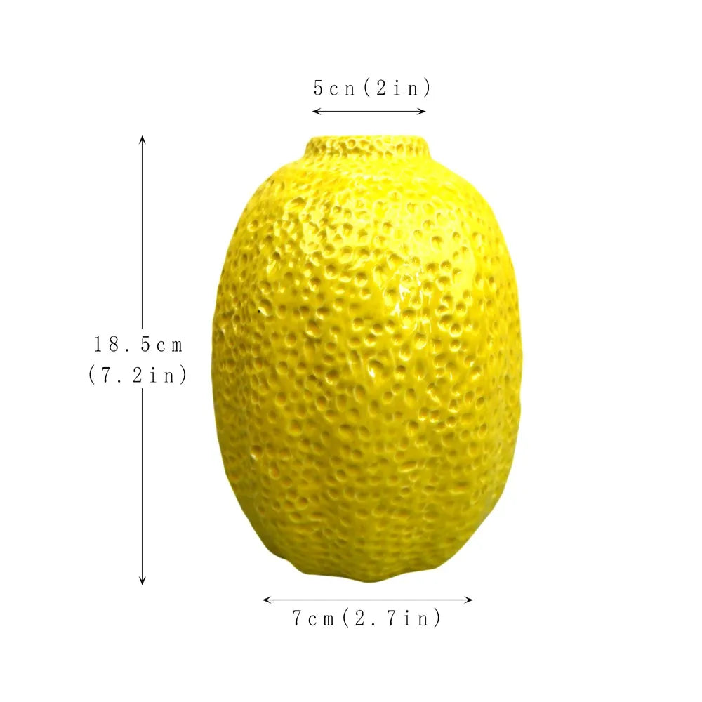 Yellow Lemon Ceramic Vase