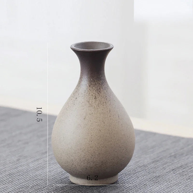 Pottery Small Vase, Retro, Ceramic, Decorative Container, Modern Home Decoration, H307