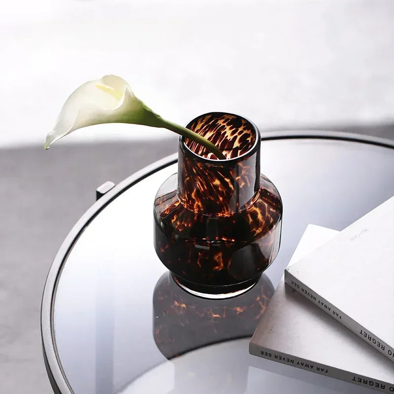 Amber leopard print vase