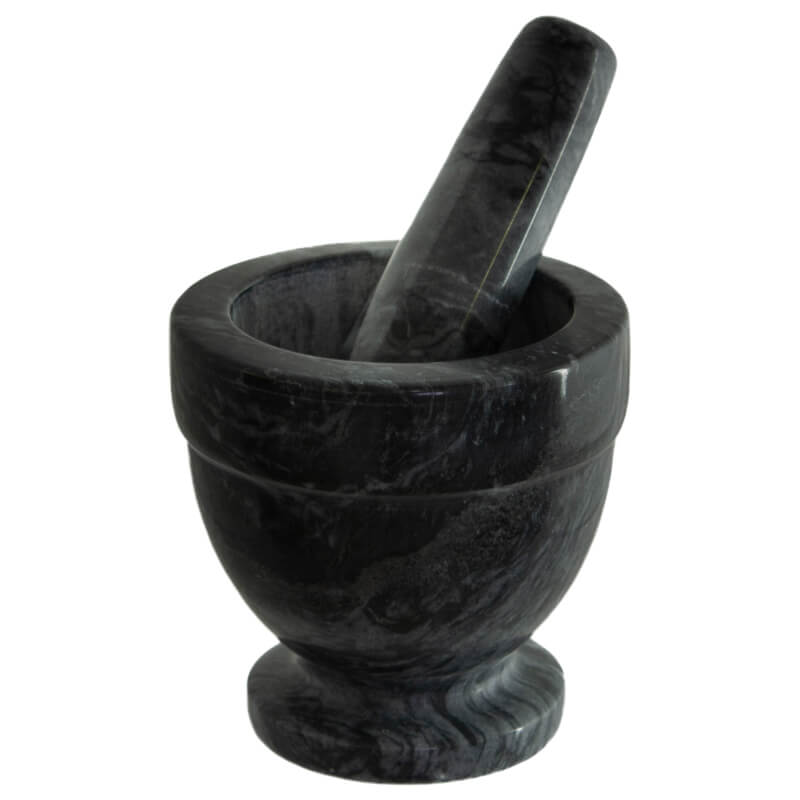MORTAR AND PESTLE BLACK 10X11CM
