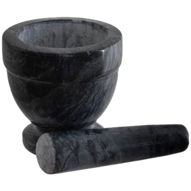 MORTAR AND PESTLE BLACK 10X11CM