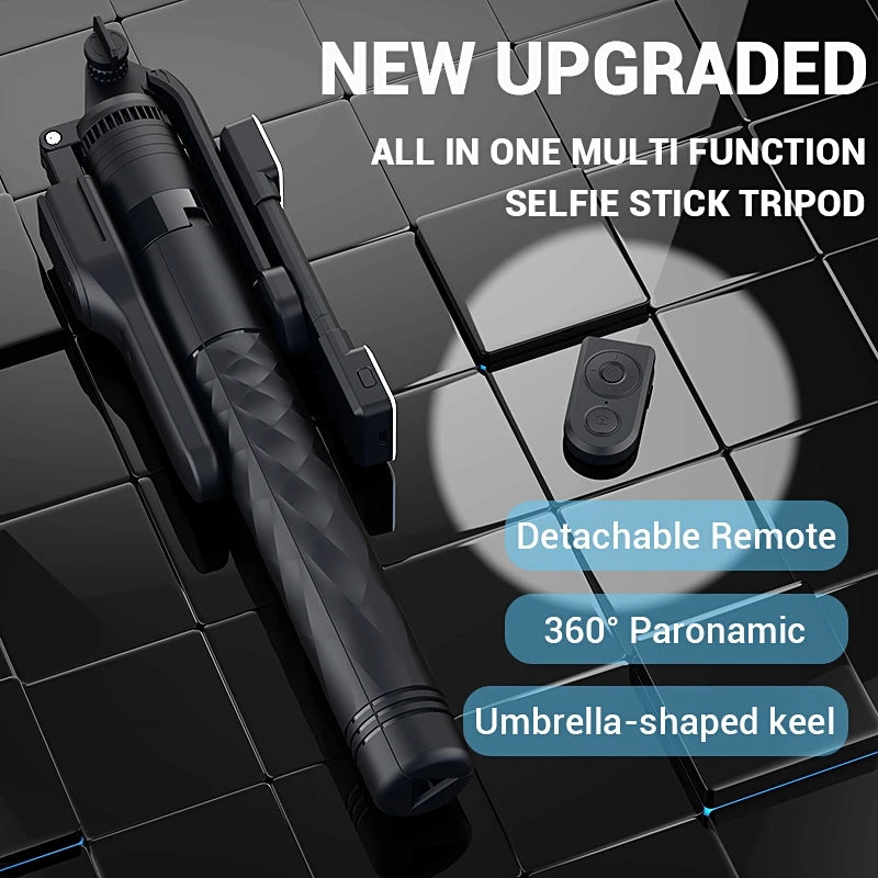1.7-meter Wireless Selfie Stick Tripod Stand Foldable Monopod With Led Light For Smartphones Balance Steady Shooting Live