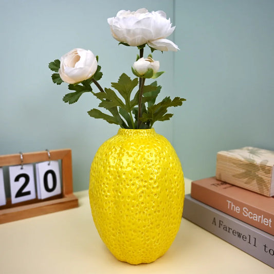 Yellow Lemon Ceramic Vase