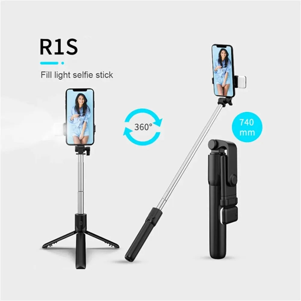 Portable Wireless Selfie Stick Tripod Stand with Light