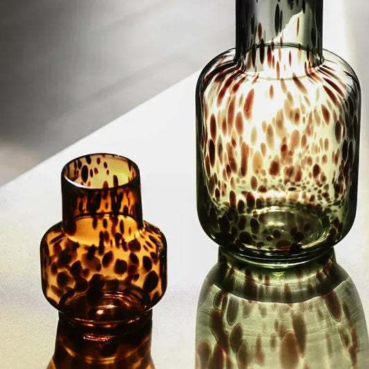 Amber leopard print vase